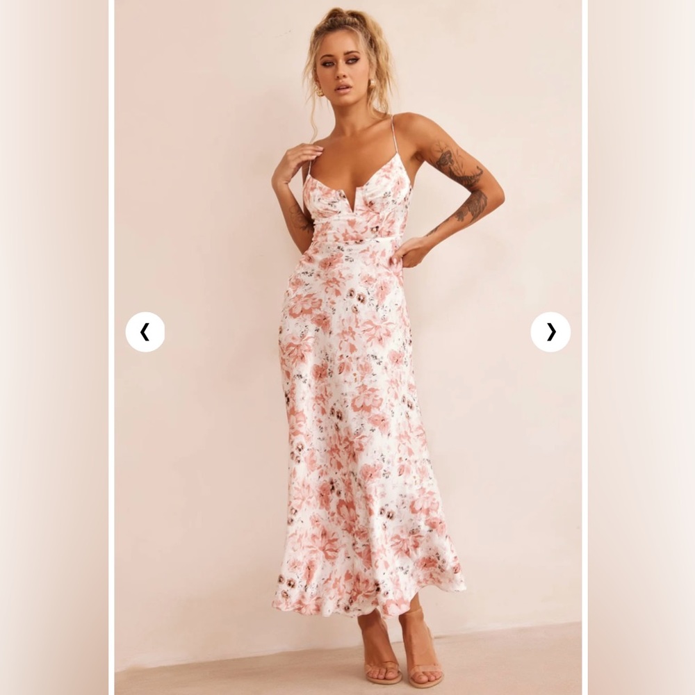 Brand New Sage + Paige Rose Pink Floral Vintage Summer Midi Dress Junior Size XL